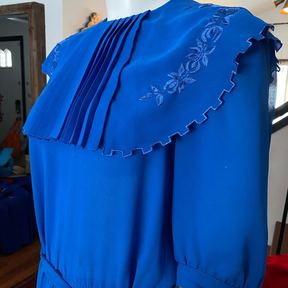 SOLDSOLDSOLD VTG 1980s bluebell secretary dress - Picture 2 of 6